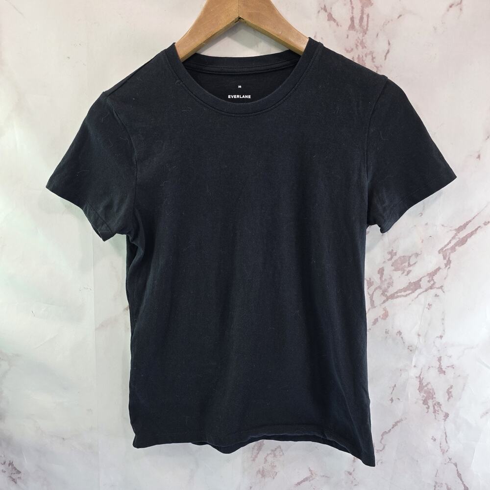 Everlane T Shirt Womens XS Black Crewneck Longline Tee Organic Cotton Short